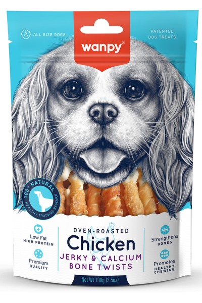 Wanpy Kalsiyumlu Gerçek Tavuk Sargı Köpek Ödülü 100 gr